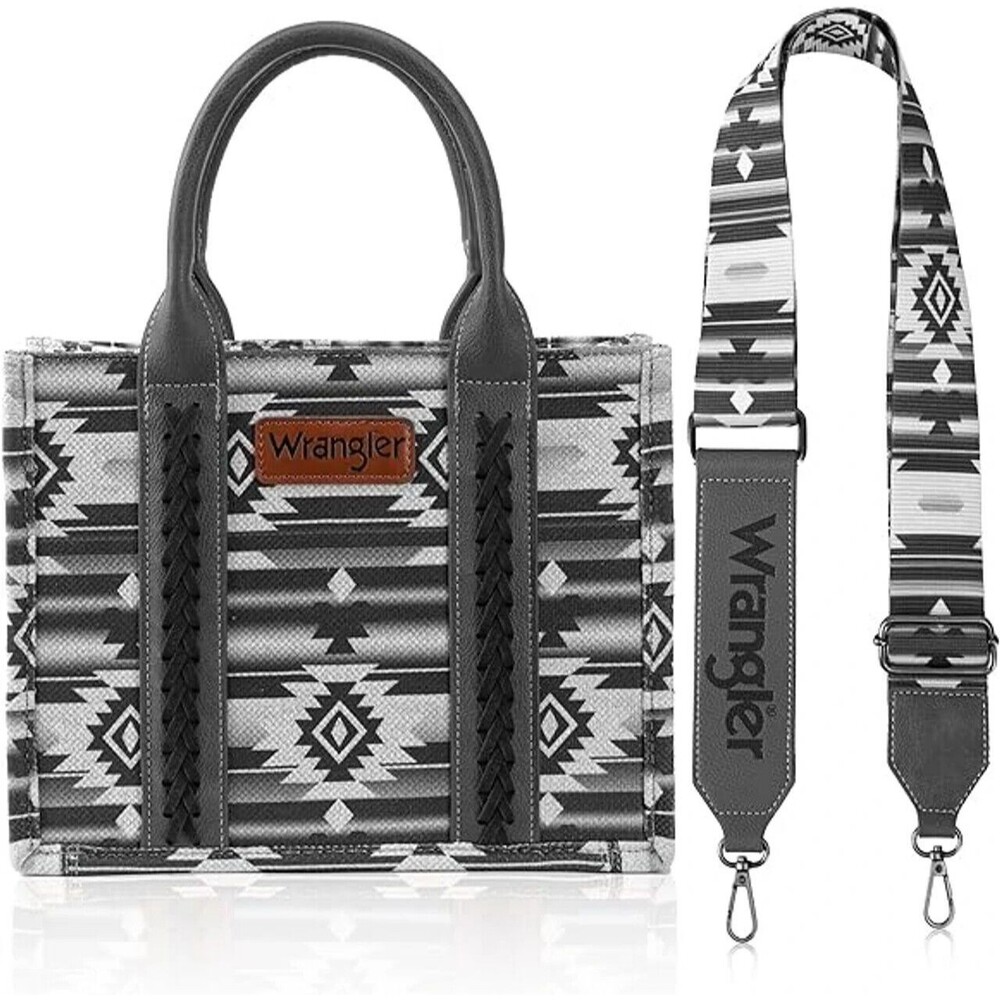 WRANGLER SOUTHWESTERN CANVAS TOTE BLACK - LADIES PURSES - WG2203A-8120SBK